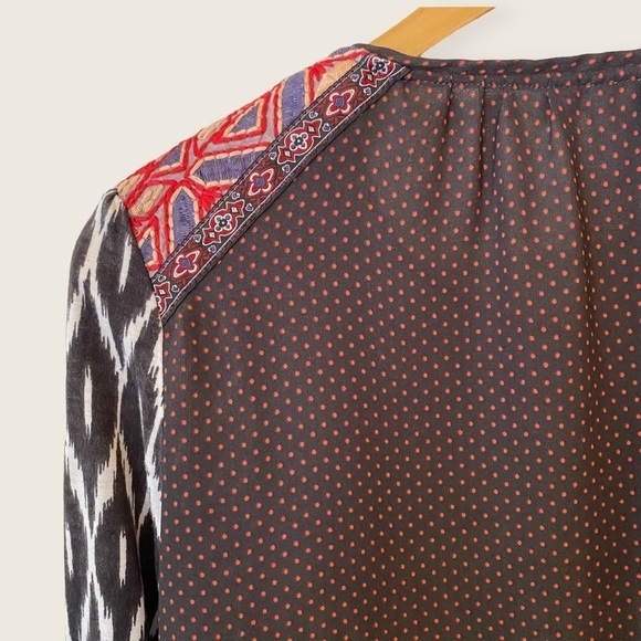 Anthropologie One September Embroidered Curved Hem Boho Tunic Top Size Small - Picture 6 of 6